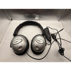 Plane Quiet PS-1 Noise Cancelling Headphones Wired Over Ear‎ Silver Black